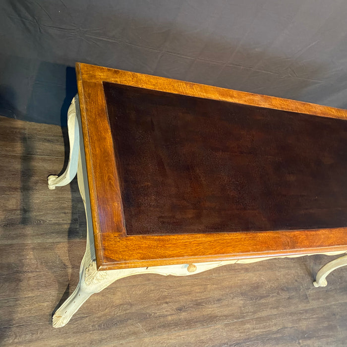 French Provincial Louis XV Style Paint Decorated Writing Desk or Writing Table