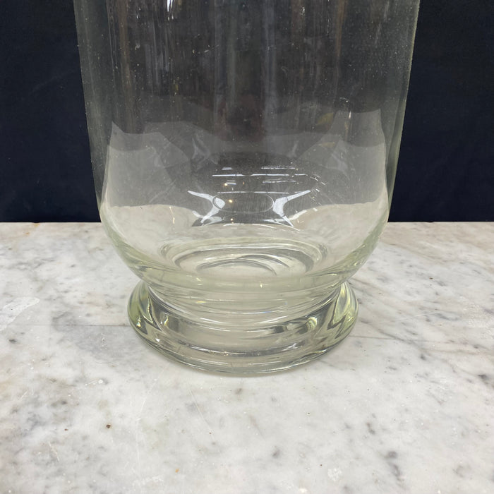 Hand-Blown Clear Glass Hurricane Vase, Footed Candle Holder and Centerpiece