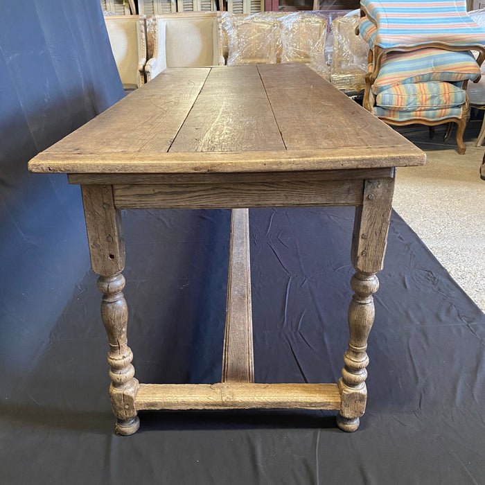 19th Century French Oak Provincial Farmhouse Dining Table - Refectory with Sliding Top and Storage