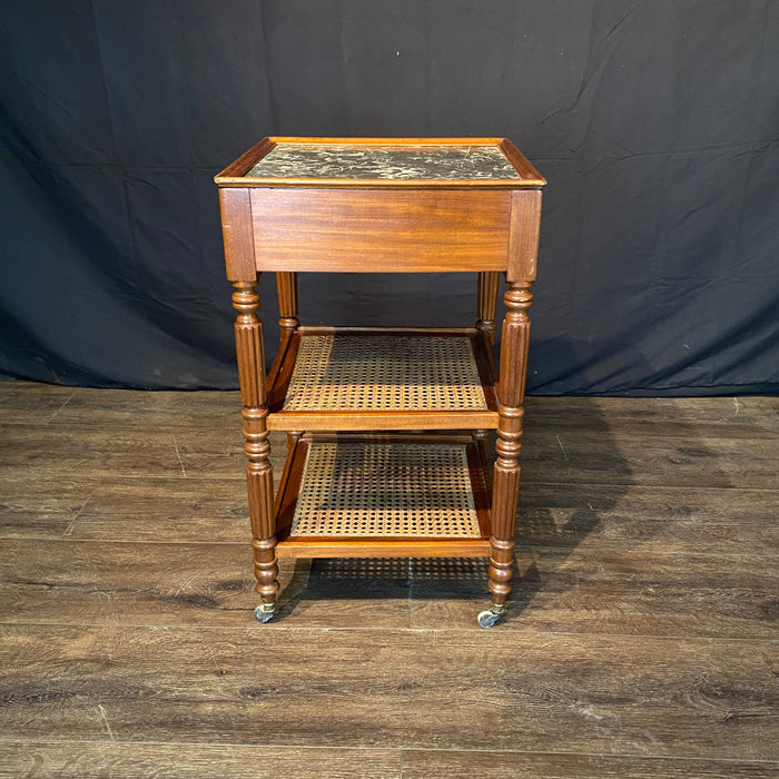 French Louis Philippe Etagere, Side Table, Accent Table or Nightstand with Inset Marble Top