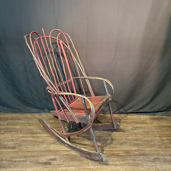 Pair Antique Rocking Chairs Adirondack Bent Twig from Maine