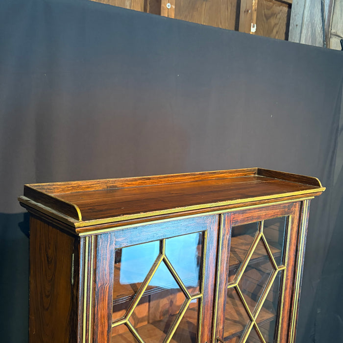 Early 19th Century English Regency Faux Rosewood Secretary Bookcase with Writing Drawer