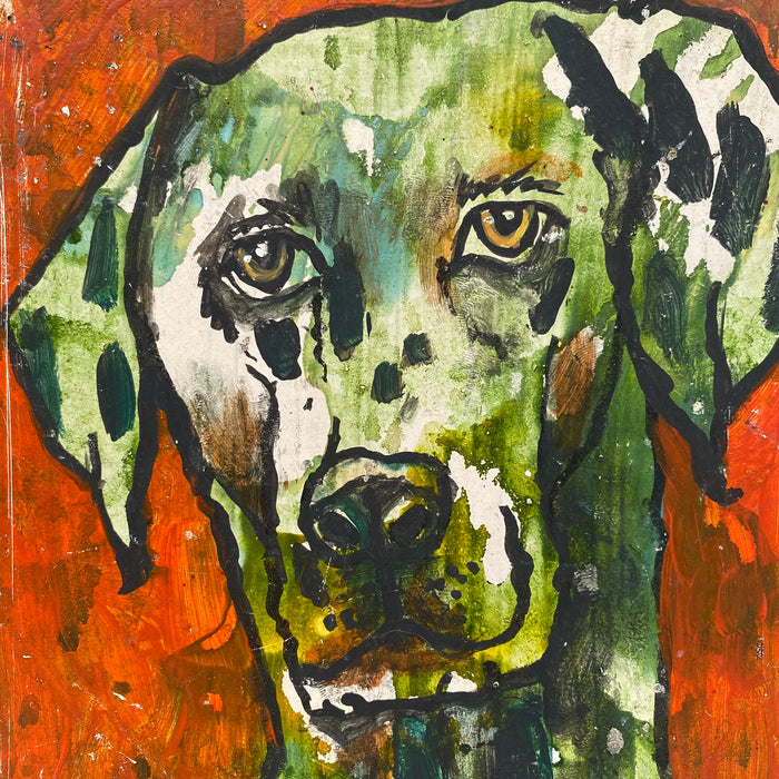 Dog Portrait Original Oil British of a Labrador or Dalmation Signed Pet Portrait