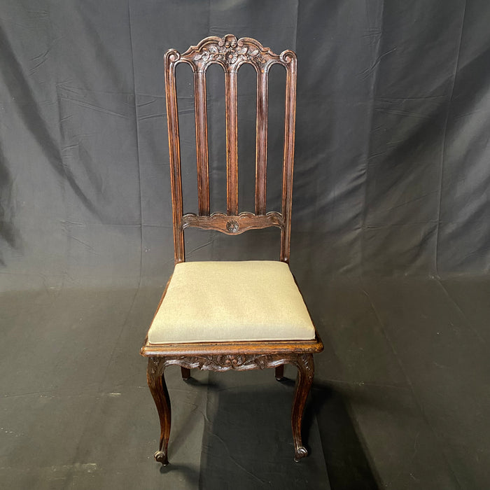 Set of Six French Oak Hand Carved 19th Century Dining Chairs