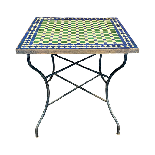 Early Mosaic Bistro Side Table with 19th Century Tiles Indoor or Outdoor for Garden