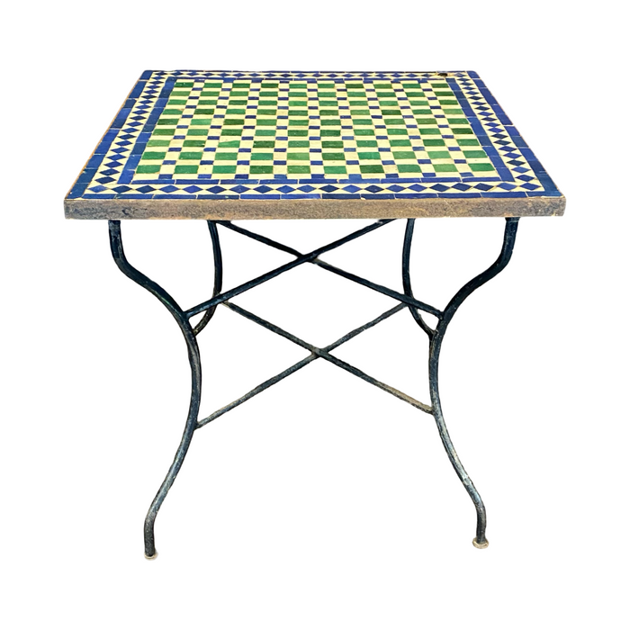 Early Mosaic Bistro Side Table with 19th Century Tiles Indoor or Outdoor for Garden
