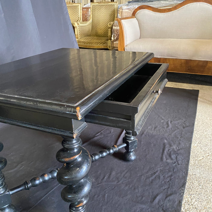 Phillip II Baroque Style Ebony Accent Table or Side Table with Barley Twist Legs