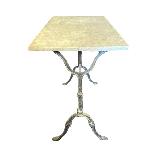 French Oval Carrera Marble Top Cafe Table or Bistro Table with Cast Iron Base