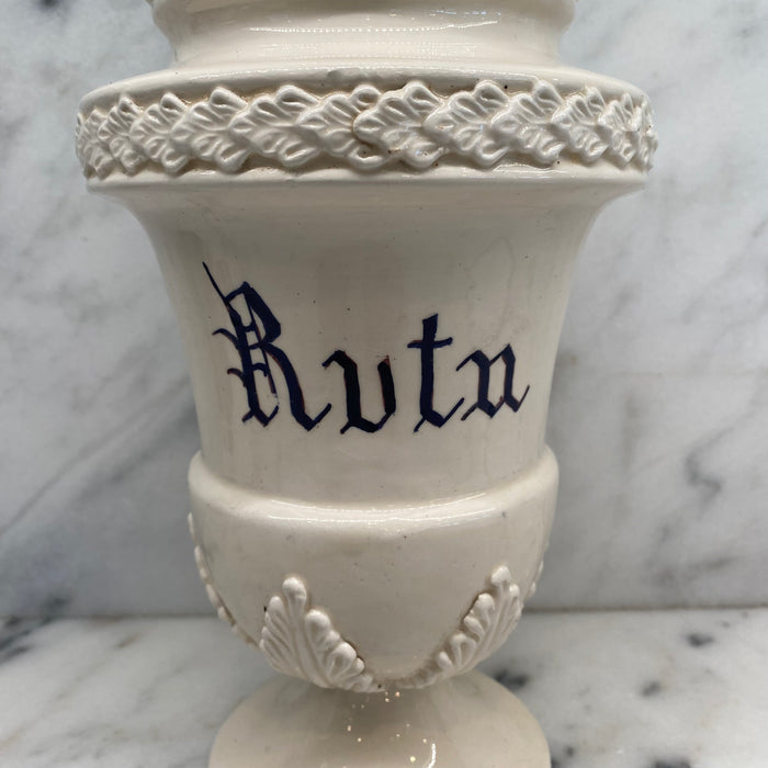 Antique Italian Apothecary Jar Venetian Porcelain Urn Large "Ruta"