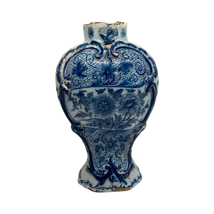 Antique Dutch Delft Blue and White Faience Vase