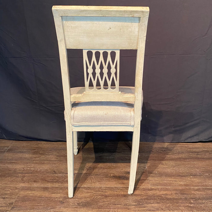 Pair of Early 19th Century French Directoire Period Painted Side Chairs with New Upholstery