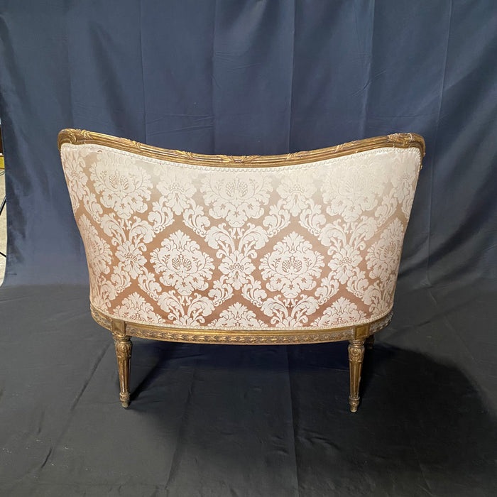 Exquisite Early 19th Century French Louis XVI Parlor Set or Salon Suite: Sofa, Loveseat or Settee and 4 Bergere Armchairs