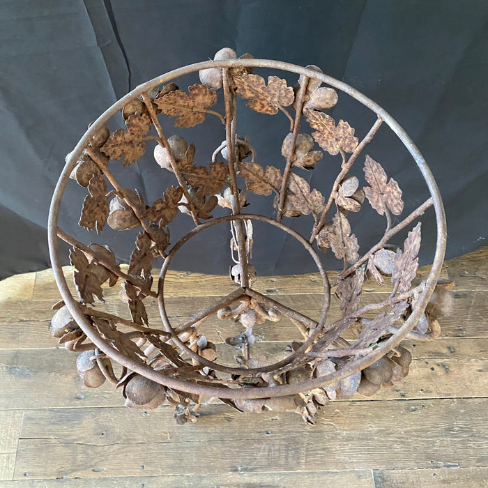 Pair of Antique French Iron Jardinieres or Plant Stands with Sculpted Roses, Leaves and Vines