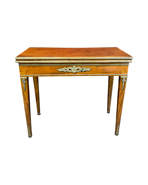 Antique French Neoclassical Game or Card Table, or Console, Occasional Table or Side Table with Fold-Over Top and Gilt-Bronze Mounts