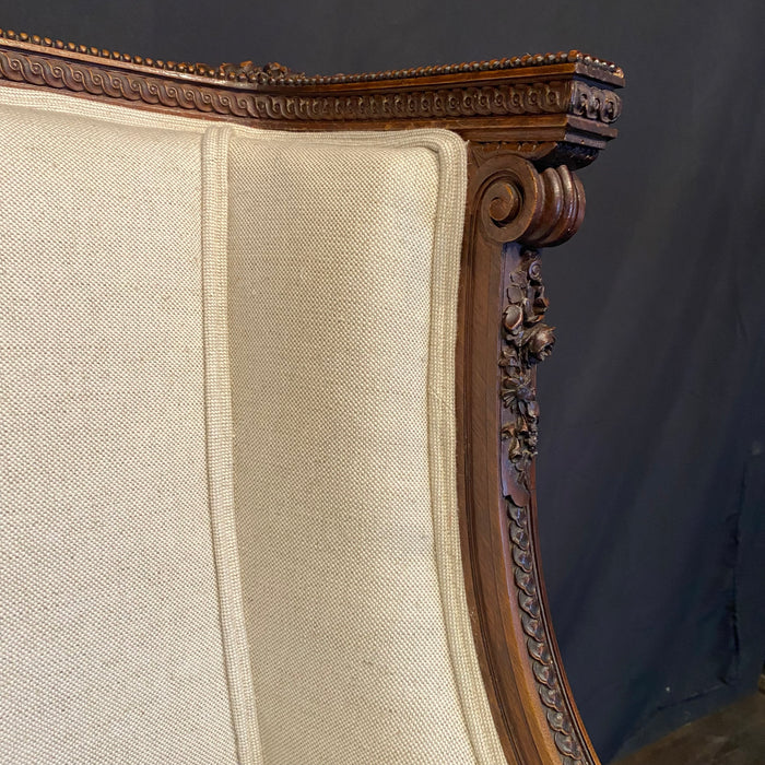 French Louis XVI Armchair or Bergère à la Reine Chair 19th Century Exceptional Carving