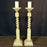 Pair of Monumental 19th Century French Carved Architectural Wood Church Altar Candlesticks with Barley Twist Columns, Almost 4 Feet Tall
