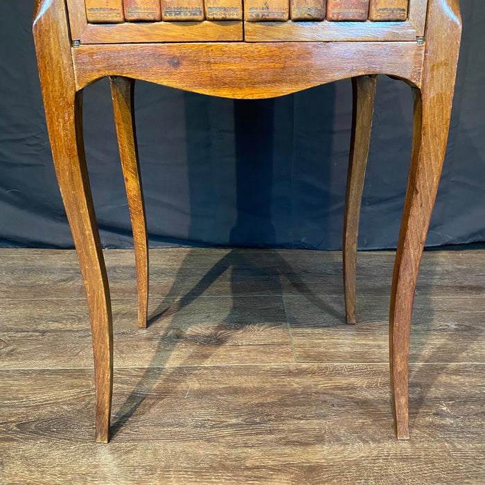 French Louis XV Side Table, Accent Table or Nightstand with Faux Book Cabinet and Gallery Top