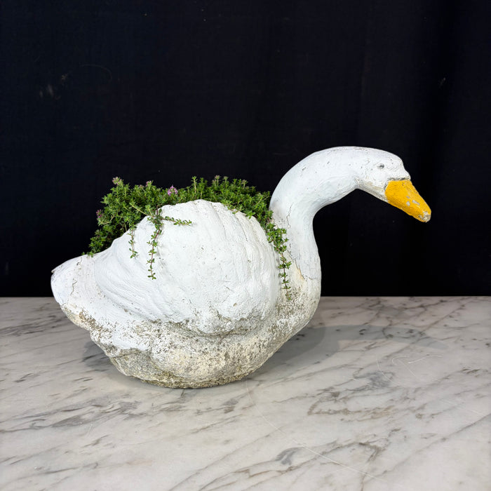 Painted Stone Swan Planter