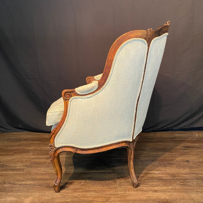Classic French Louis XV Intricately Carved Walnut Bergere, Armchair or Wingback Chair