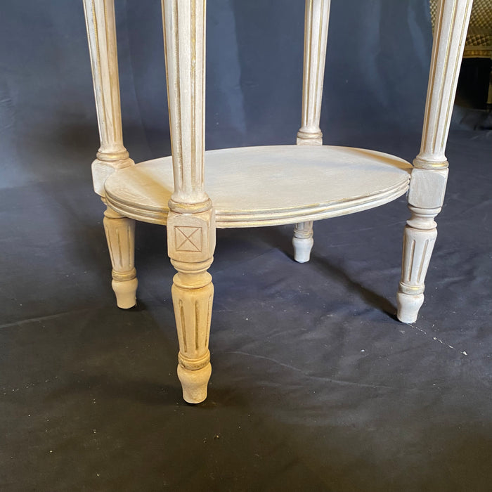 Pair of 19th Century French Louis XVI Painted Marble Top Side Tables, Bedside Tables or Nightstands