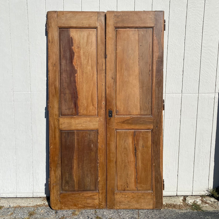 Set of 6 French Antique Walnut Doors (3 Pairs) with Original Keys in the Shape of Numbers 1, 2 and 3