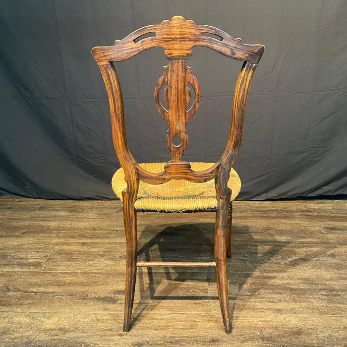 Early Rosewood Side Chair or Accent Chair with Rush Seat
