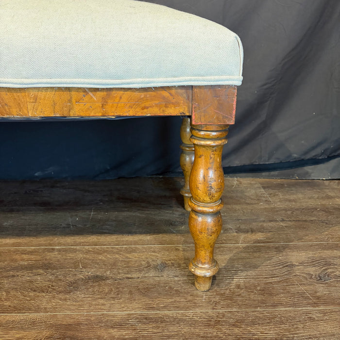 19th Century French Walnut Upholstered Bench