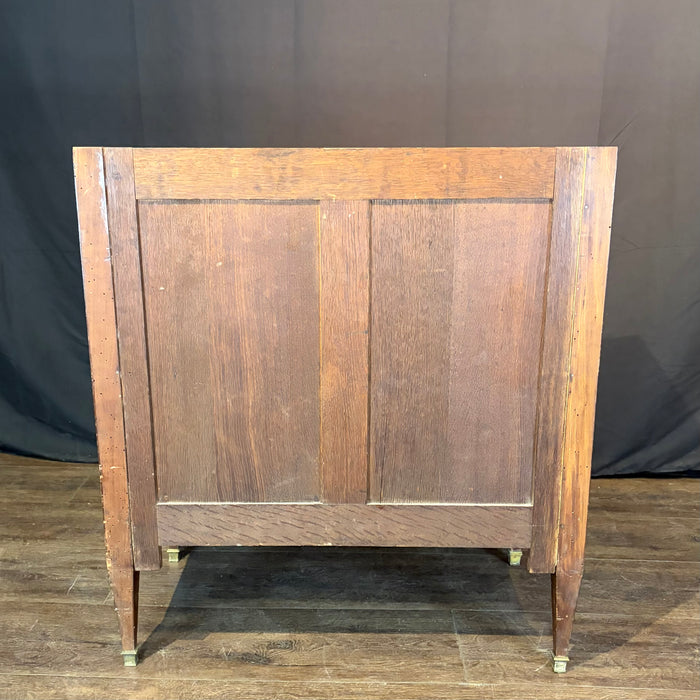 French Neoclassical Louis XVI Marble Top Parquetry Commode or Chest of Drawers