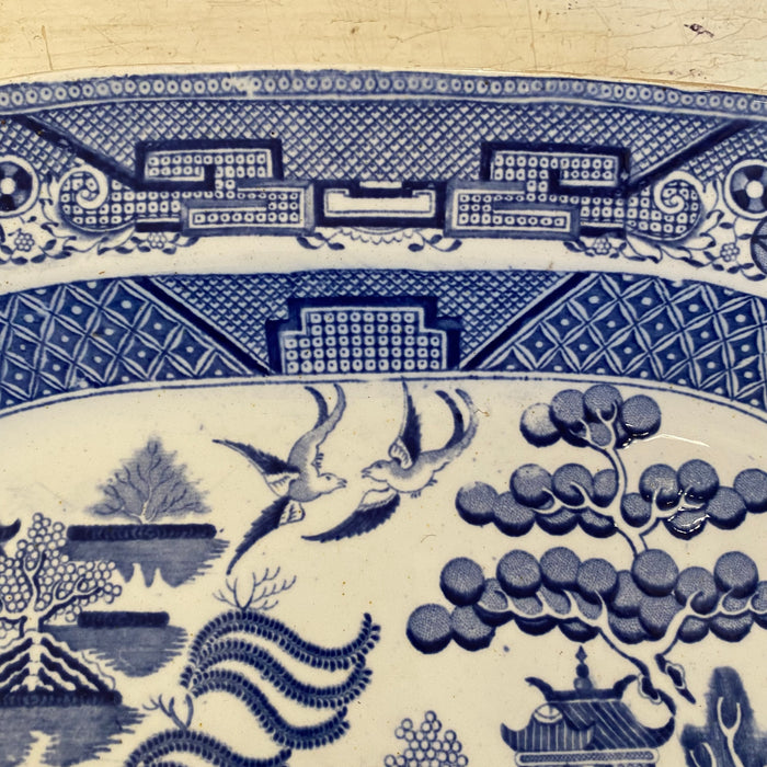 Rare 19th Century English Warranted Stone China Serving Platter Blue and White with Chinoiserie Decoration