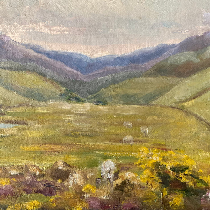 Bernard Harper Wiles (1883-1966) UK - Oil Painting of Sheep in a Valley