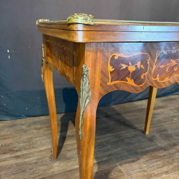 French Marquetry Belle Epoque Game Table, Accent Table, or Occasional Table and with Original Game Pieces