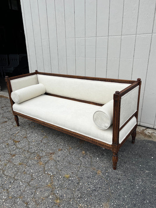 19th Century Rare Carved Swedish Gustavian Sofa Bench, Couch, Loveseat or Settee newly Upholstered