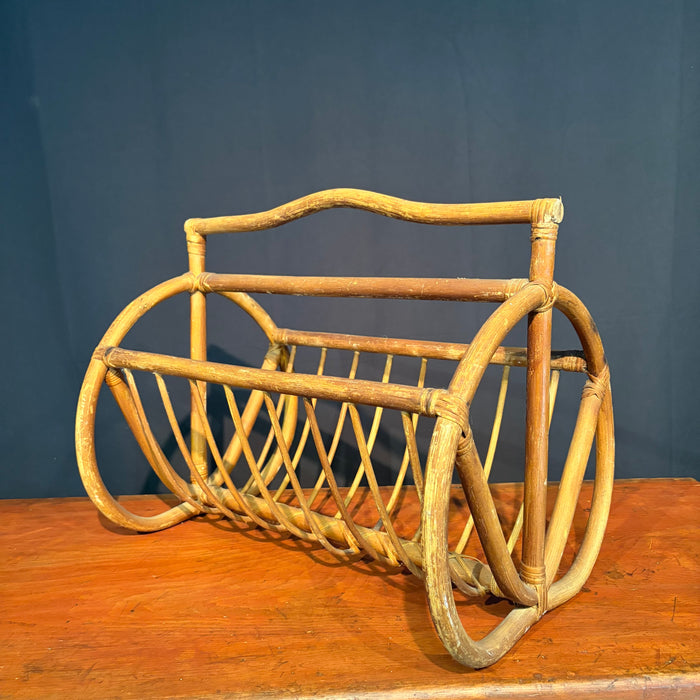 Antique Bent Rattan Cane Magazine Rack