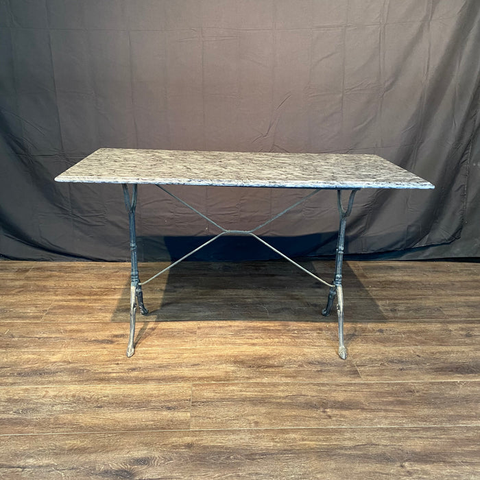 French Marble Top Café Table or Bistro Table with Cast Iron Base