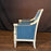 Pair of Antique French Neoclassical Painted Armchairs or Bergères in Blue Mohair