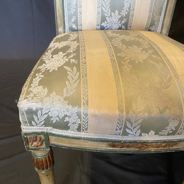 Pair of French Neoclassical Painted Louis XVI Side Chairs or Accent Chairs