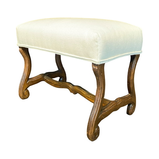 Antique French Os de Mouton Walnut Bench | 19th Century with New Upholstery