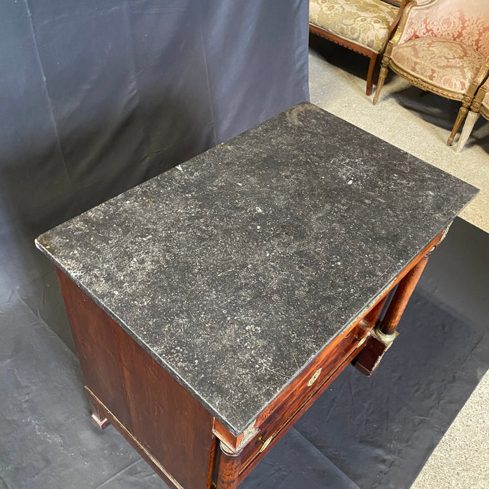 French 19th Century Empire Petite Walnut Commode with Original Marble Top