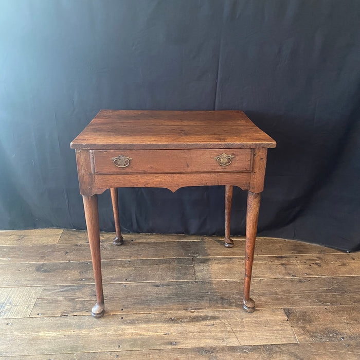 Antique English Georgian Oak Side Table with Drawer | Late 18th Century