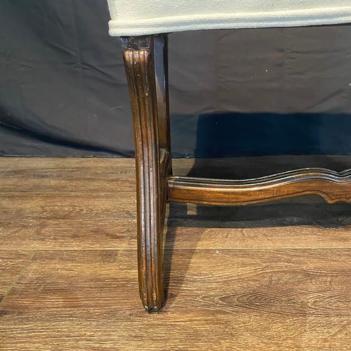 Antique French Os de Mouton Walnut Bench | 19th Century with New Upholstery
