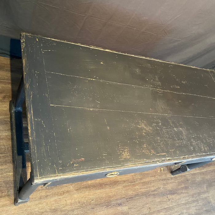 Antique French Louis XVI Desk, Console, Desk, Sofa Table, Kitchen Island or Dining Table Painted Ebony