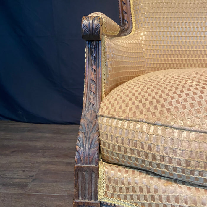 Fine Carved French Louis XVI Armchair or Bergere Chair with Exquisite Carving