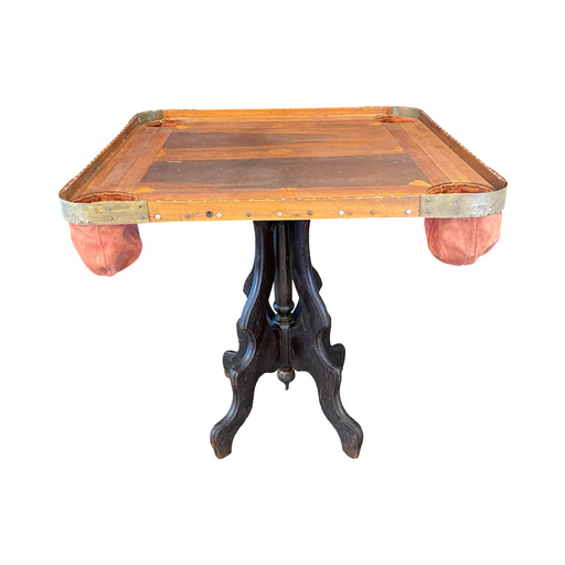 Antique Early Americana Games Card Table with Corner Pockets, Circa 1900