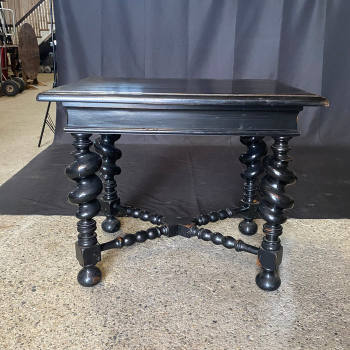 Phillip II Baroque Style Ebony Accent Table or Side Table with Barley Twist Legs