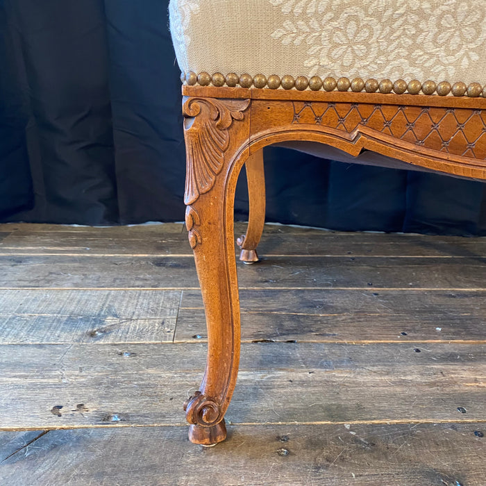 Antique French Provincial Pair of Armchairs or Fauteuils  - Elegant Louis XV Carved Walnut