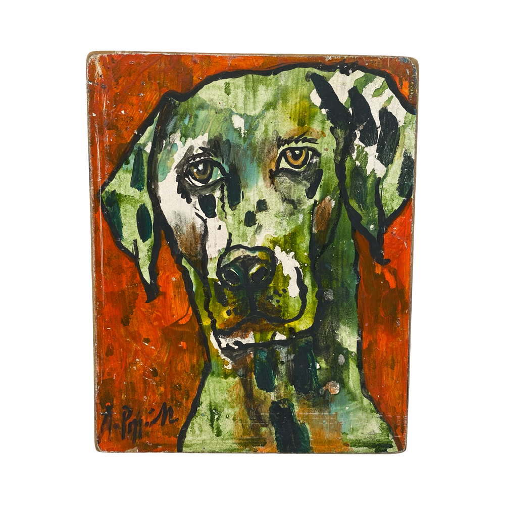 Dog Portrait Original Oil British of a Labrador or Dalmation Signed Pet Portrait