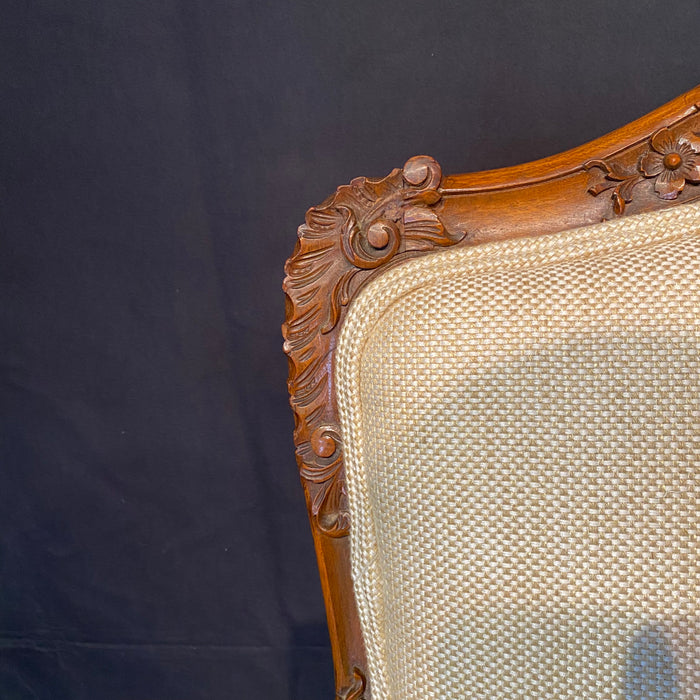 Fine Pair of 19th Century French Louis XV Period Carved Walnut Armchairs or Fauteuils