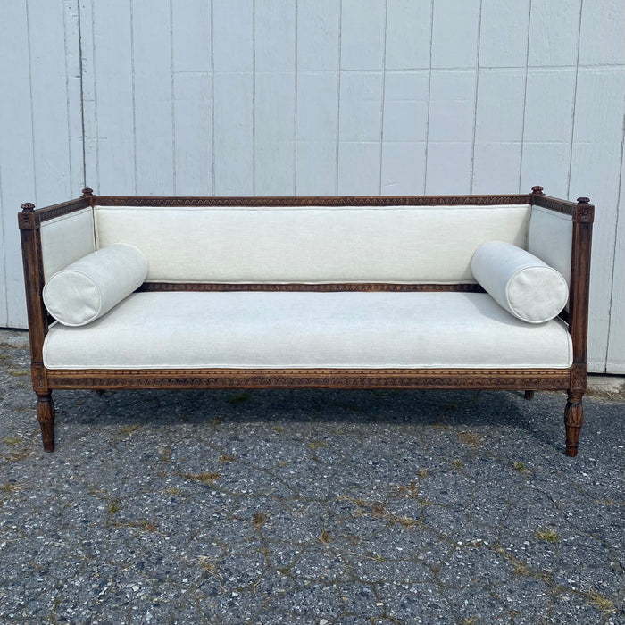 19th Century Rare Carved Swedish Gustavian Sofa Bench, Couch, Loveseat or Settee newly Upholstered