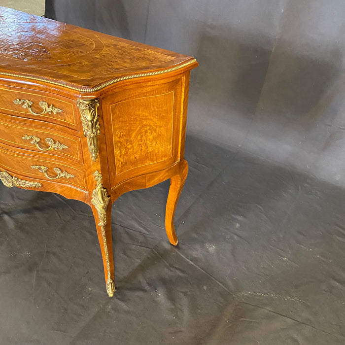 French Pair of Louis XV Walnut Commodes, Side Tables or Nightstands with Ormolu Accents