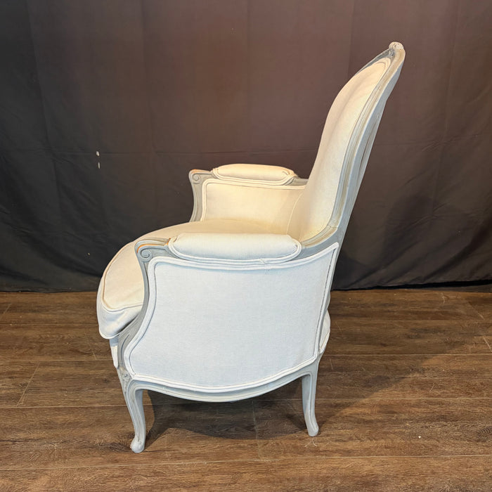 Pair of Antique French Louis XV Painted Bergère Armchairs